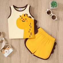 Load image into Gallery viewer, Baby Boy  Casual Animal Pattern Hyper-Tactile Giraffe 3D Top and Pants Set
