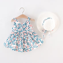 Load image into Gallery viewer, 2pcs Floral Print Bowknot Sleeveless Baby Dress
