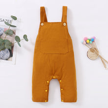 Load image into Gallery viewer, Solid Pocket Decor Sleeveless Baby Jumpsuit Overalls
