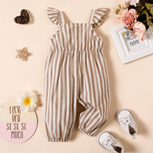 Load image into Gallery viewer, Baby Girl 100% Cotton Solid/Striped/Floral-print Sleeveless Ruffle Jumpsuit
