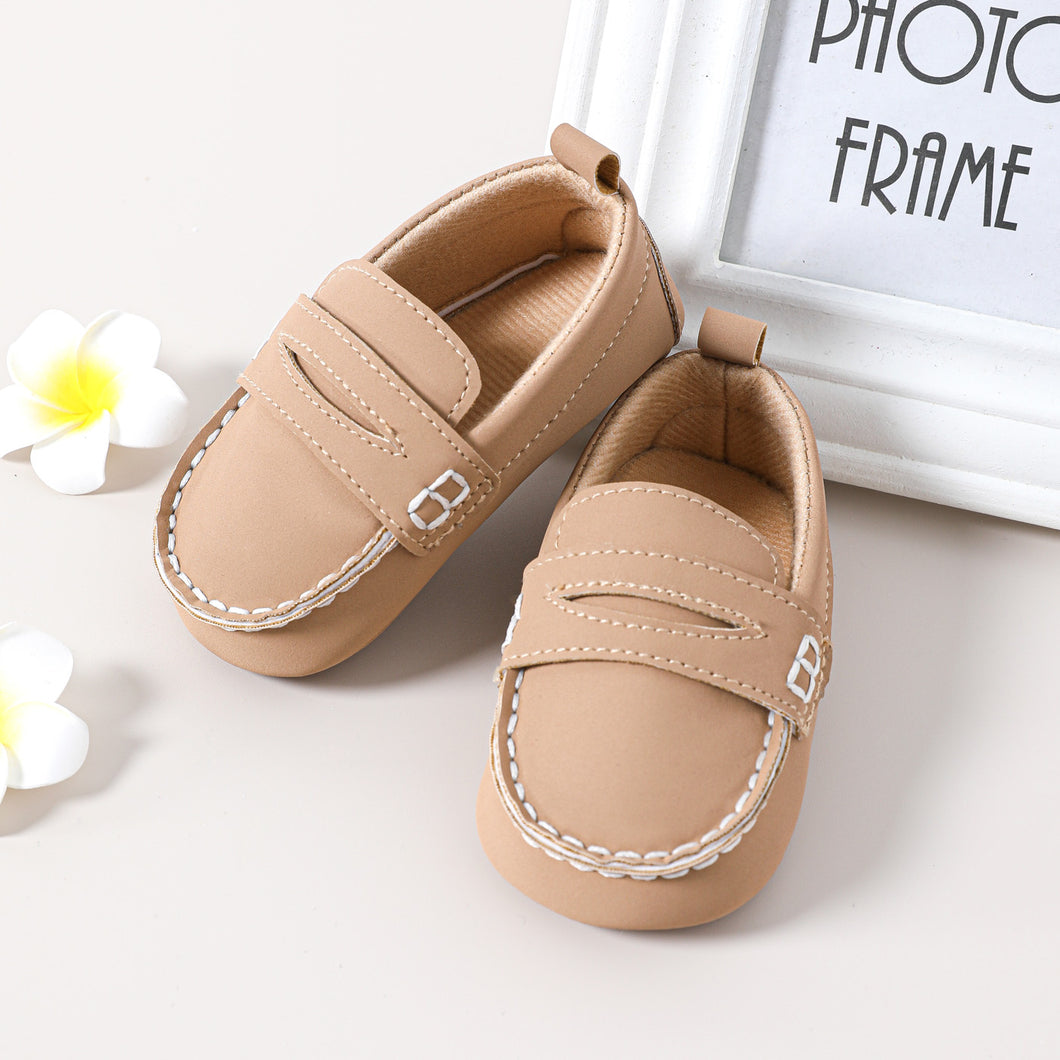 Baby / Toddler Topstitching Design Pure Color Soft Sole Prewalker Shoes