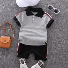 Load image into Gallery viewer, 2pcs Toddler Boy Casual Colorblock Striped Polo Shirt and Shorts Set
