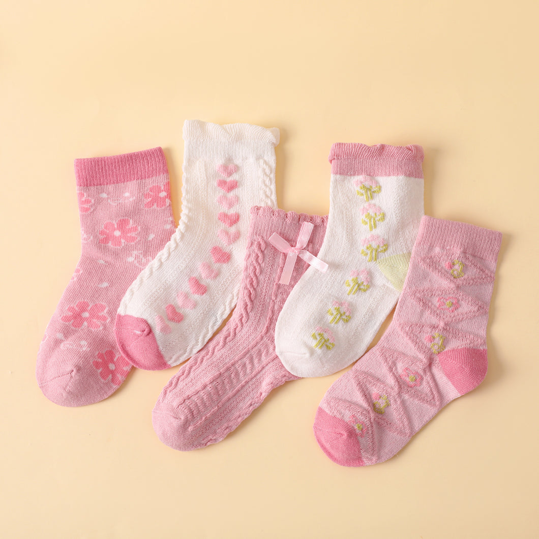 Baby / Toddler Floral Print Bow Decor Socks Set