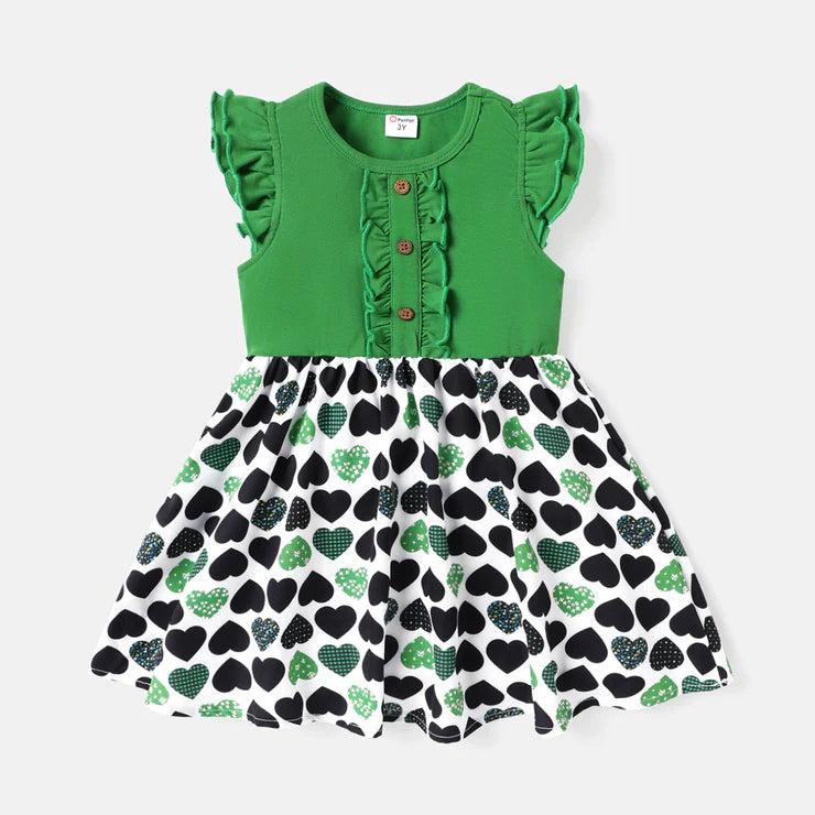 Toddler Girl Heart Allover Flutter-sleeve Dress