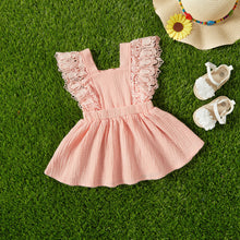 Load image into Gallery viewer, Baby Girl 100% Cotton Crepe Lace Decor Sleeveless Dress
