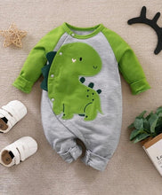 Load image into Gallery viewer, Baby Dinosaur Embroidery Raglan Sleeve Jumpsuit
