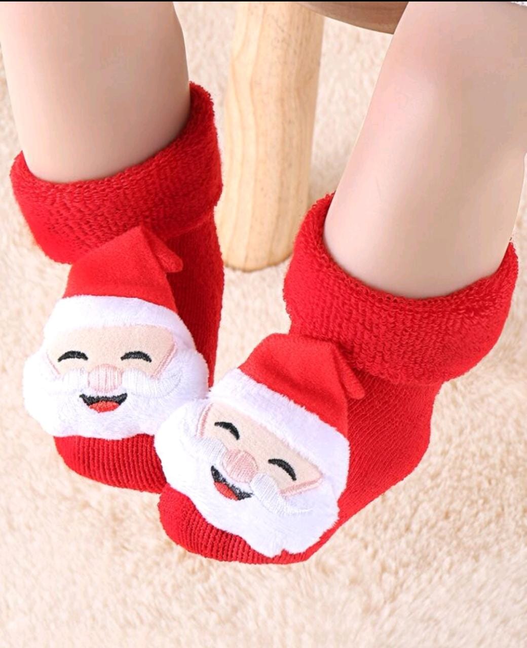 1pair Unisex Cute Christmas Santa Claus Socks For Baby, Suitable For Daily Wear