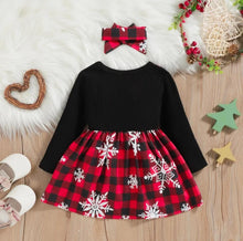 Load image into Gallery viewer, Toddler Girl Christmas Faux-two Bowknot Design Splice Long-sleeve Dress
