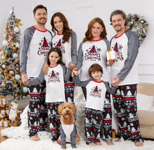 Load image into Gallery viewer, Christmas Tree Snowflake and Letters Print Grey Family Matching Long-sleeve Pajamas Sets
