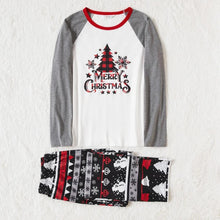 Load image into Gallery viewer, Christmas Tree Snowflake and Letters Print Grey Family Matching Long-sleeve Pajamas Sets
