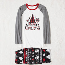 Load image into Gallery viewer, Christmas Tree Snowflake and Letters Print Grey Family Matching Long-sleeve Pajamas Sets
