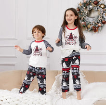 Load image into Gallery viewer, Christmas Tree Snowflake and Letters Print Grey Family Matching Long-sleeve Pajamas Sets
