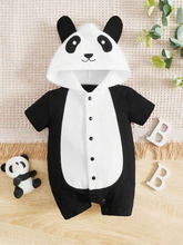 Load image into Gallery viewer, Baby Boy 3D Ear Design Button Front Hooded Animal Costume Romper
