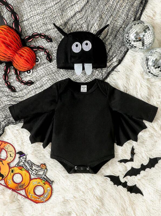 Baby Boy Batwing Design Halloween Costume Bodysuit & Hat