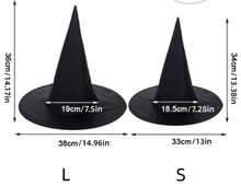 Load image into Gallery viewer, Kids/Women Black Witch Hat Kids Hats Halloween Costume Party Decoration Accessories
