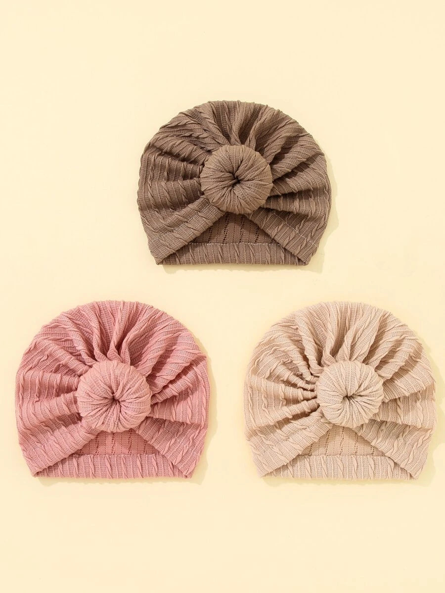 3pcs Baby Knot Design Hat