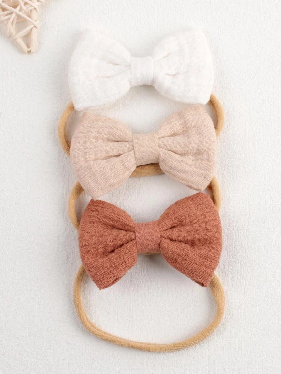 3pcs Baby Bow Decor Hair Band