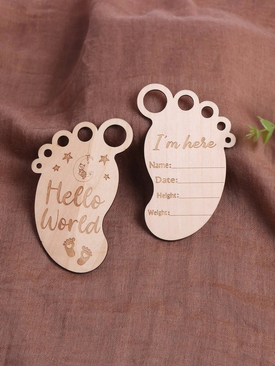 Newborn 2pcs Slogan Graphic Footprint Photography Props