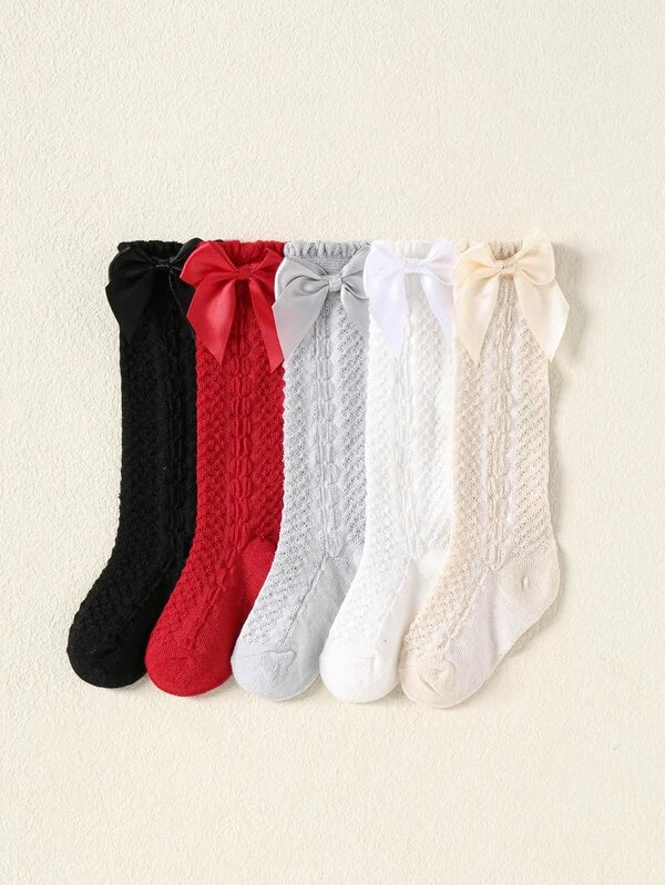 5pairs Baby Bow Decor Over The Knee Socks