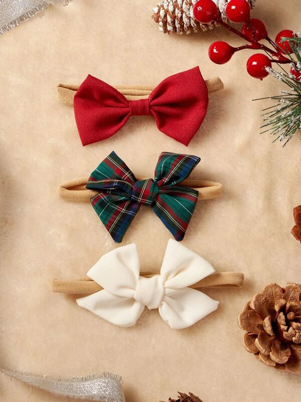 Christmas 3pcs Baby Bow Decor Headband