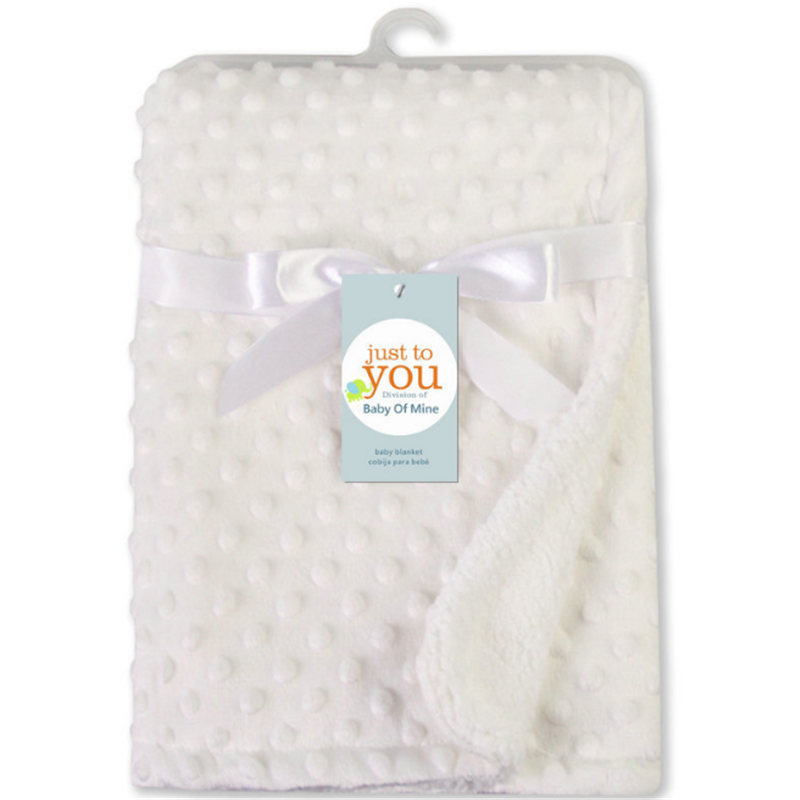 Dotted Fleece-lining Baby Blanket Swaddling Newborn Soft Bedding