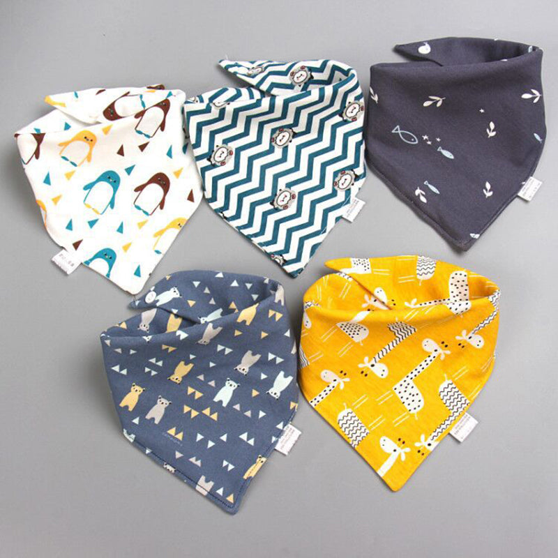 5PCS Baby Bibs Double Layer Cute Cotton Infant Saliva Bibs Cute Baby Towel Infant Stuff