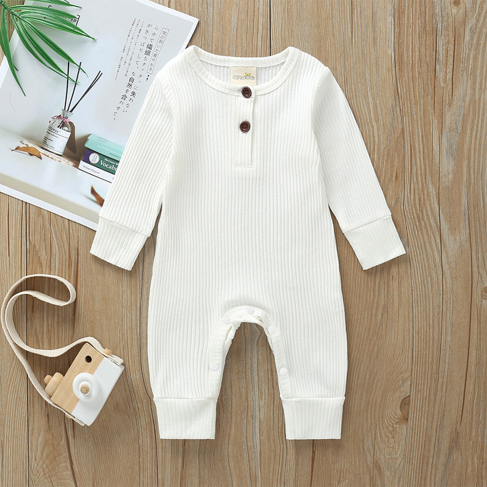 Baby Boy / Girl Cotton Knitted Style Solid Cardigan Long-sleeve Jumpsuit