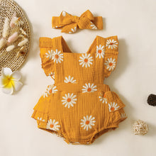 Load image into Gallery viewer, 100% Cotton 2pcs Daisy Print Crepe Fabric Baby Romper Set
