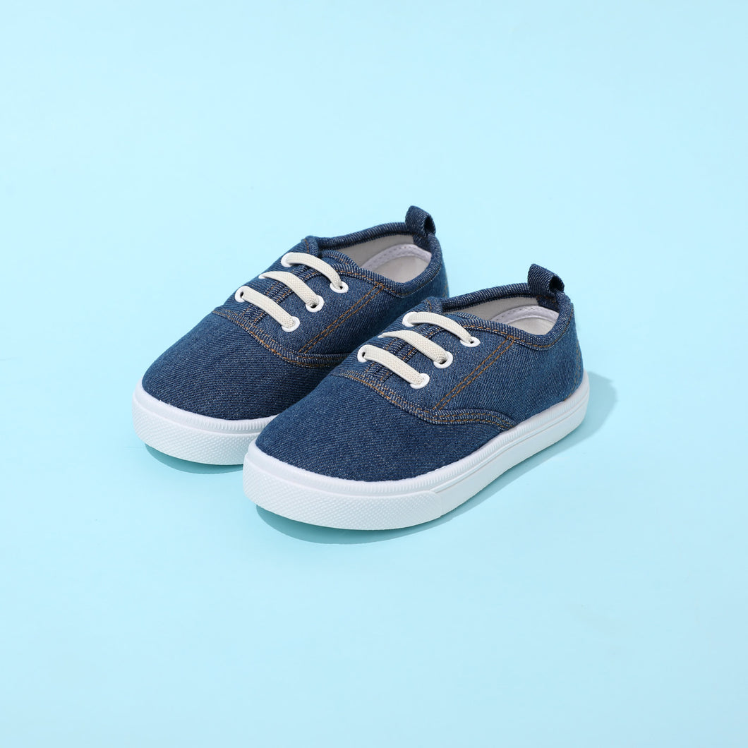 Toddler / Kid Shoelaces Decor Slip-on Blue Canvas Shoes