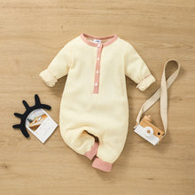 Load image into Gallery viewer, Ribbed Solid Splice Long-sleeve Baby Jumpsuit
