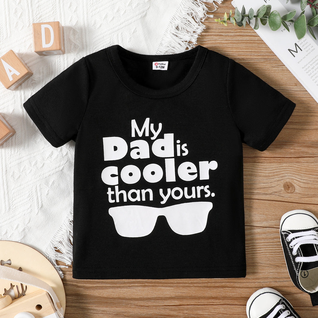 Baby Boy Sunglasses and Letter Print Short-sleeve T-shirt