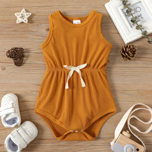 Load image into Gallery viewer, Baby Girl Solid Ribbed Sleeveless Tank Romper
