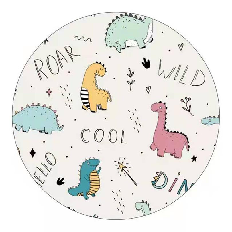 Baby Play Mat Cute Round Area Rug Toddler Crawling Mat Circular Carpet for Children Playroom Living Room Bedroom