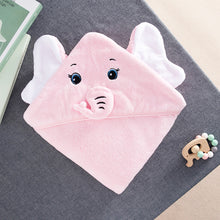 Load image into Gallery viewer, Baby Animal Face Hooded Towel Infant Baby Towel Coral Fleece Bath Blankets Kids Towel Bathrobe
