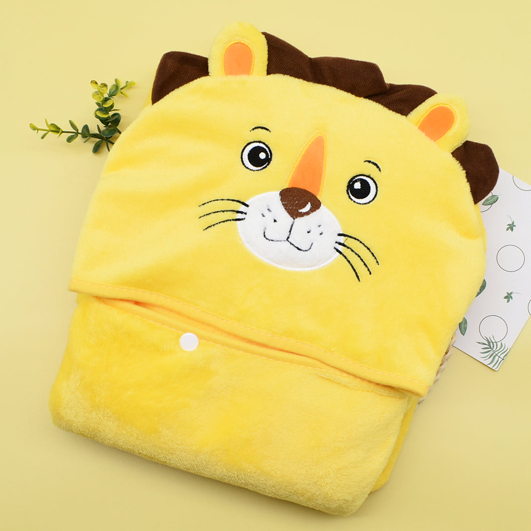 Baby Animal Face Hooded Towel Infant Baby Towel Coral Fleece Bath Blankets Kids Towel Bathrobe