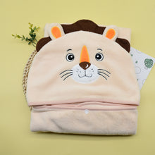 Load image into Gallery viewer, Baby Animal Face Hooded Towel Infant Baby Towel Coral Fleece Bath Blankets Kids Towel Bathrobe
