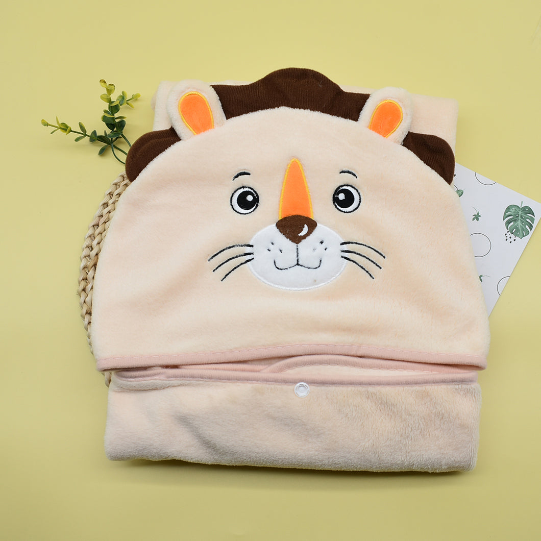 Baby Animal Face Hooded Towel Infant Baby Towel Coral Fleece Bath Blankets Kids Towel Bathrobe