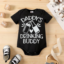 Load image into Gallery viewer, Baby Boy Ribbed Short-sleeve Milk and Beer Bottle Letter Print Romper
