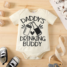 Load image into Gallery viewer, Baby Boy Ribbed Short-sleeve Milk and Beer Bottle Letter Print Romper
