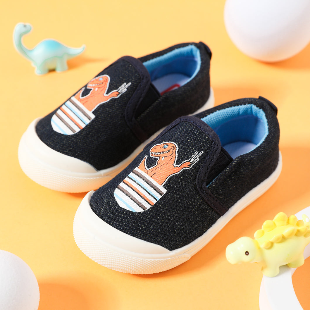 Toddler Cartoon Dinosaur Graphic Slip-on Canvas Shoes