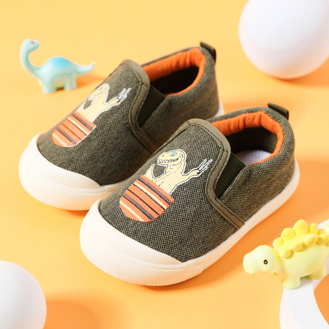 Toddler Cartoon Dinosaur Graphic Slip-on Canvas Shoes