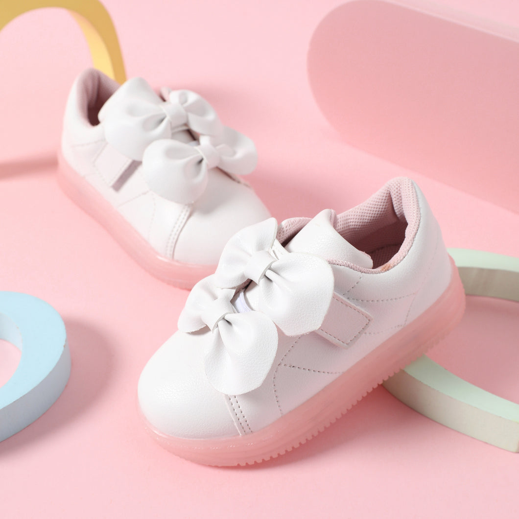 Toddler Dual Bow Decor LED Sneakers