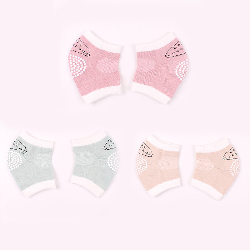 3-Pairs 100% Cotton Baby Knee Pads for Crawling Anti-Slip Knee Unisex Baby Toddlers Kneepads