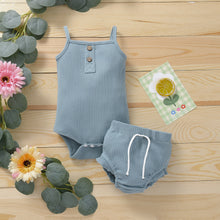 Load image into Gallery viewer, Baby Pleated Strappy Bodysuit and Shorts Set
