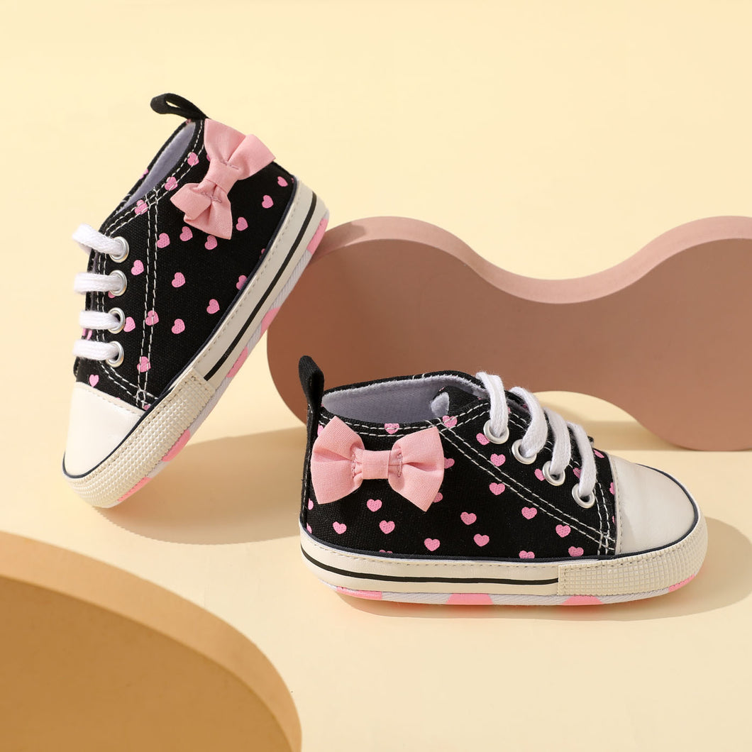 Baby / Toddler Heart Pattern Bow Back Prewalker Shoes