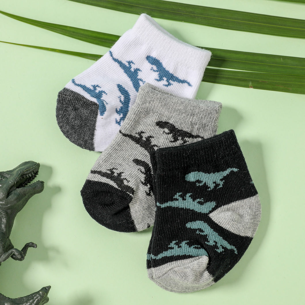 3-pairs Baby Dinosaur Pattern Socks