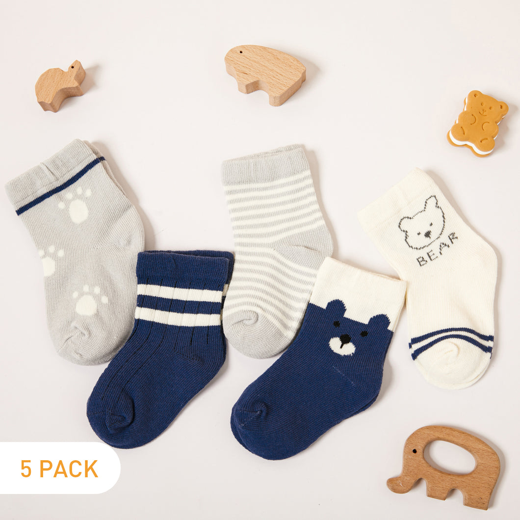 5-pairs Baby / Toddler / Kid Cute Bear Striped Pattern Socks