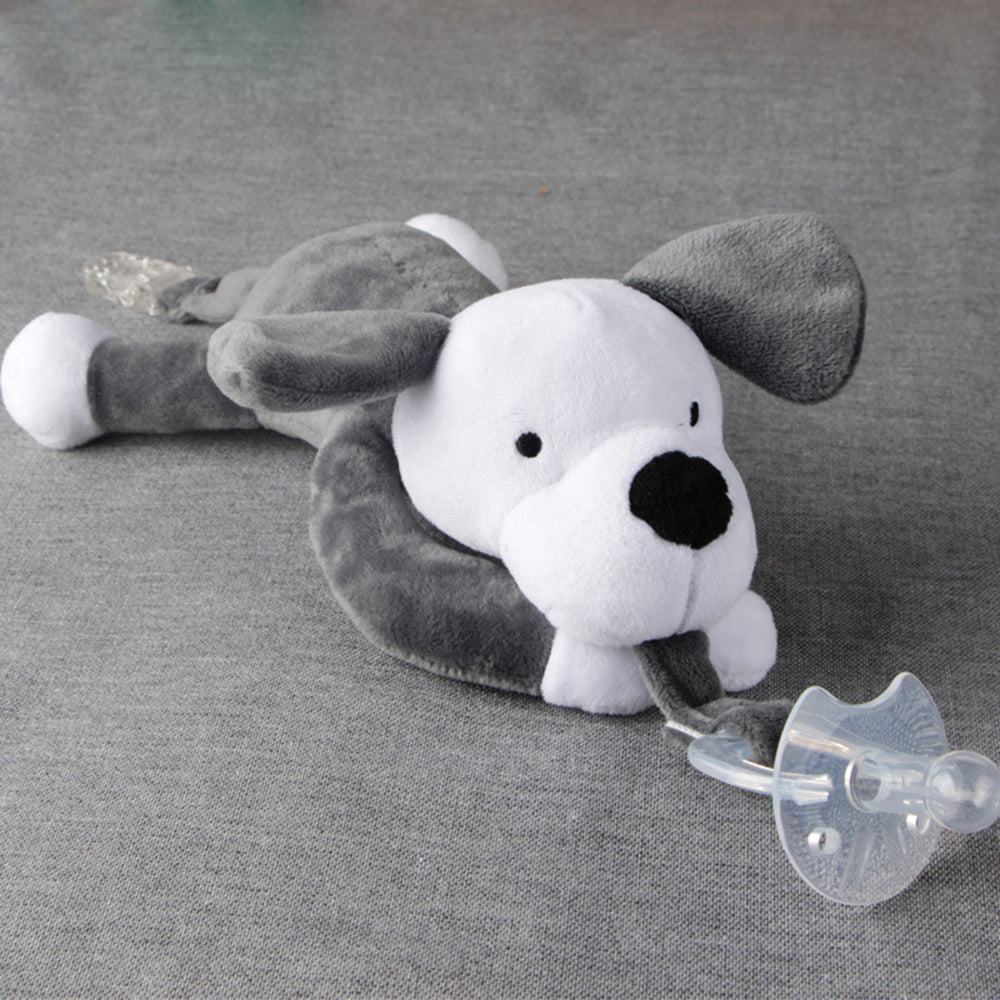 Soft Plush Toy Pacifier Holder with Detachable Pacifier for 0-40 Months