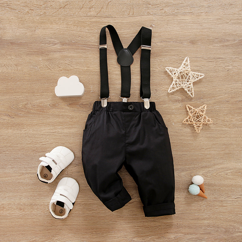 Baby Boy/Girl 97% Cotton Black Suspender Pants