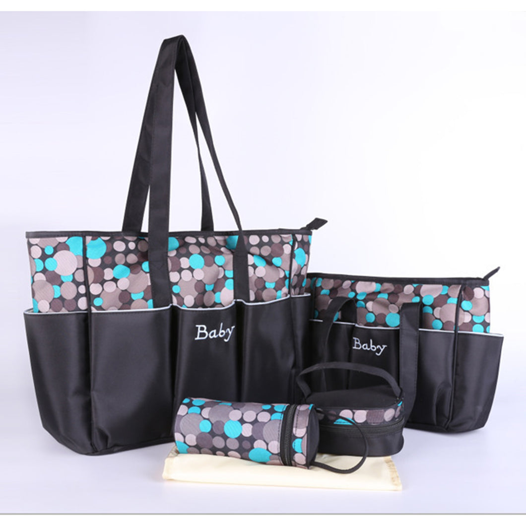 5pcs/set Multifunction Diaper Bag & Baby Bottle Holder & Lunch Bag & Changing Mat